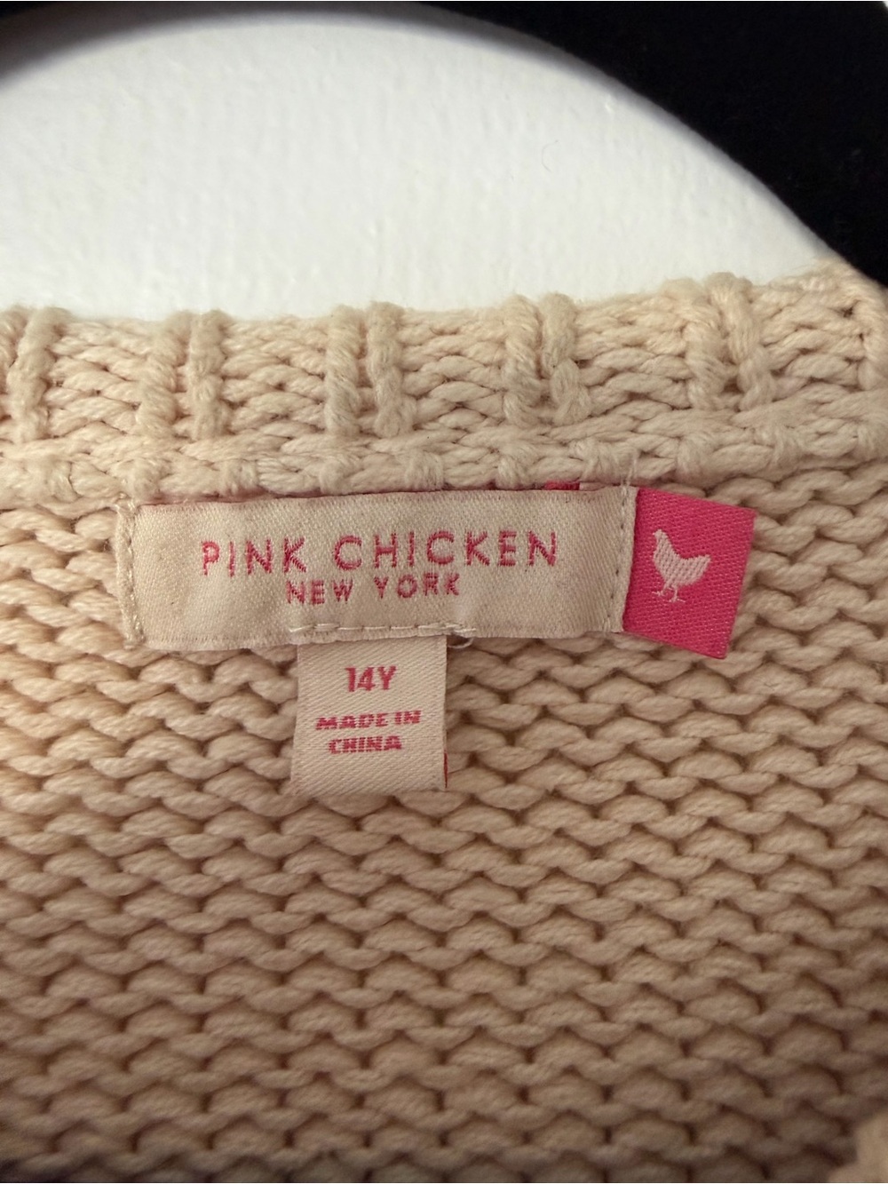 PINK CHICKEN Cream Floral Cable-Knit Cardigan Sweater - Picture 3 of 5